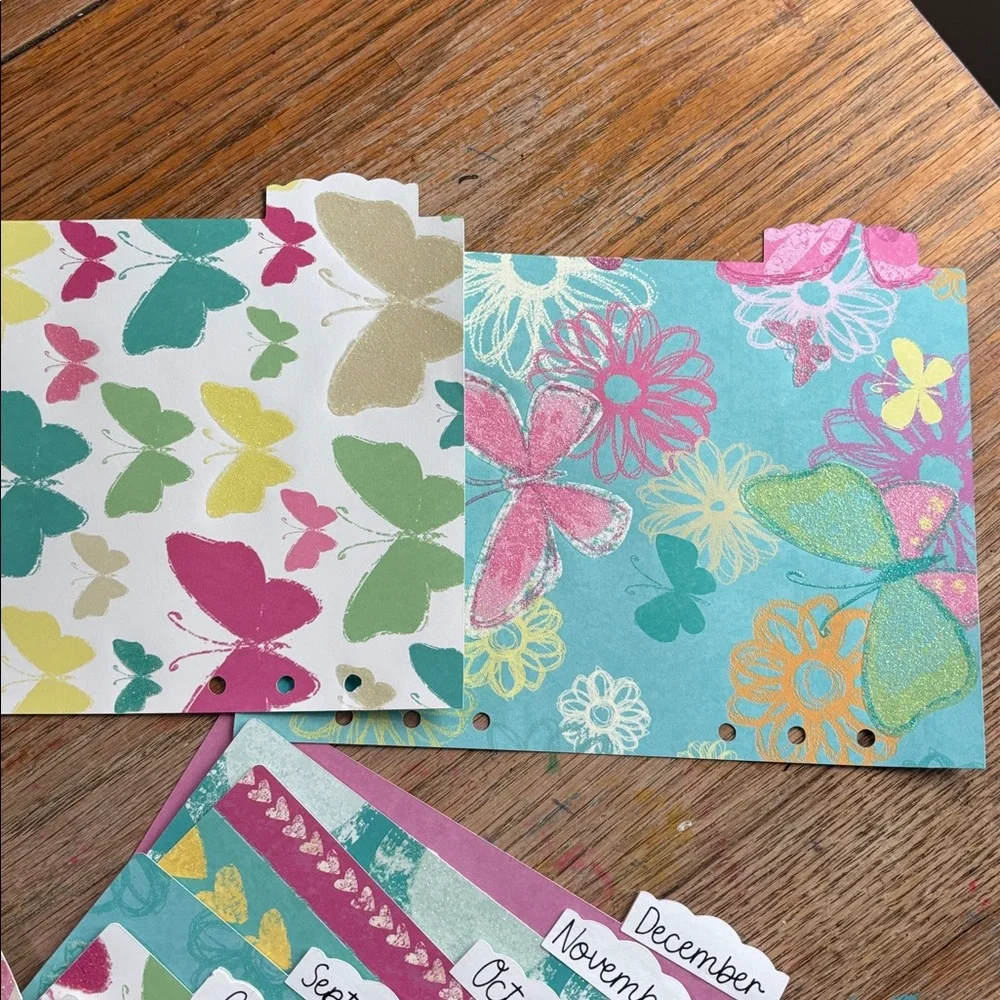 28 Colorful Butterfly Hearts A5 Planner Monthly Dividers Set